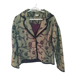 Parsley & Sage Artistic Green and Black Blazer